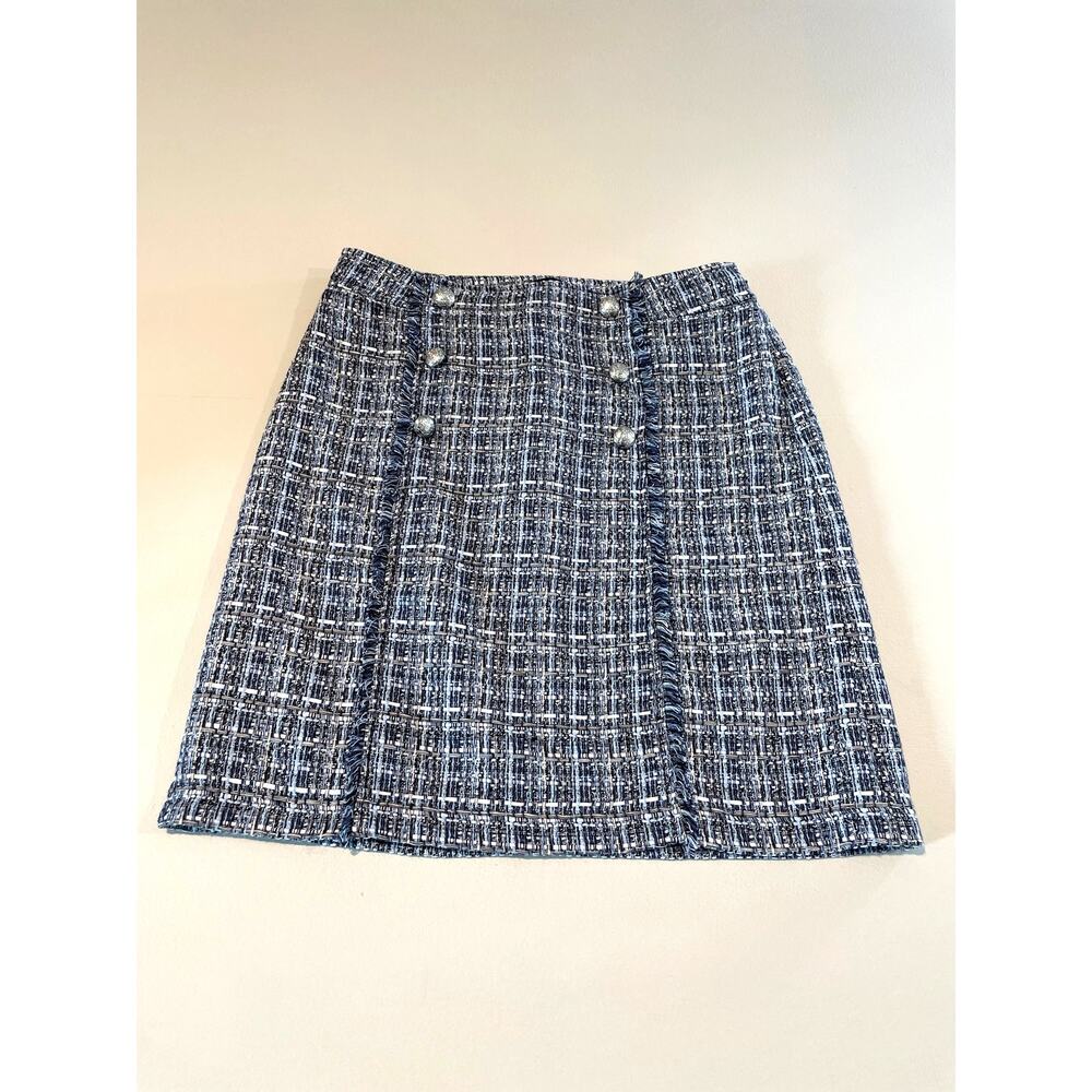 Talbots Skirt Light Blue Textured Button Detail Size 4